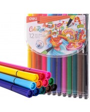 Флумастери Deli Colorun - EC157-12, 12 цвята