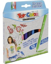 Флумастери Toy Color - Fabric, за текстил, 12 цвята