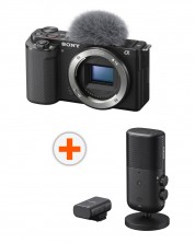 Фотоапарат Sony - ZV-E10, черен + Микрофон Sony ECM-S1