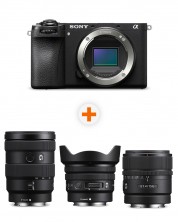 Фотоапарат Sony - Alpha A6700, Black + Обектив Sony - E, 15mm, f/1.4 G + Обектив Sony - E, 16-55mm, f/2.8 G + Обектив Sony - E PZ, 10-20mm, f/4 G -1