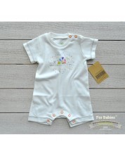 Бебешко гащеризонче с къс ръкав For Babies -  Охлювче с точки, 1-3 месеца