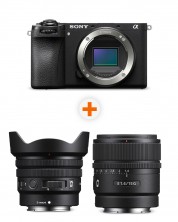 Фотоапарат Sony - Alpha A6700, Black + Обектив Sony - E, 15mm, f/1.4 G + Обектив Sony - E PZ, 10-20mm, f/4 G -1