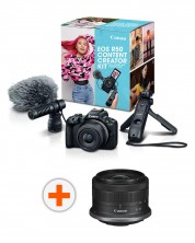 Фотоапарат Canon - EOS R50 Content Creator Kit, Black + Обектив Canon - RF-S, 10-18mm, f/4.5-6.3, IS STM