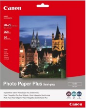 Фотохартия Canon - Plus Semi-gloss SG-201, 20 листа, 20х25 cm