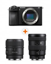 Фотоапарат Sony - Alpha A6700, Black + Обектив Sony - E, 15mm, f/1.4 G + Обектив Sony - E, 16-55mm, f/2.8 G