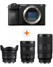 Фотоапарат Sony - Alpha A6700, Black + Обектив Sony - E PZ, 10-20mm, f/4 G + Обектив Sony - E, 70-350mm, f/4.5-6.3 G OSS + Обектив Sony - E, 16-55mm, f/2.8 G -1