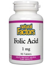 Folic Acid, 90 таблетки, Natural Factors -1