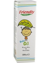 Бебешко олио Friendly Organic - С органично масло от малина и бадем, 100 ml -1