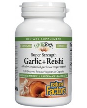 GarlicRich Super Strenght Garlic + Reishi, 120 капсули, Natural Factors -1