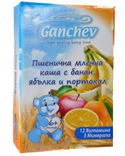 Пшенична млечна каша Ganchev - Банан, ябълка и портокал, 200 g -1