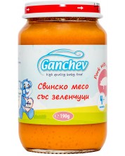 Пюре Ganchev - Свинско със зеленчуци, 190 g -1