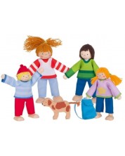 Гъвкави дървени кукли Goki - Семейство на къмпинг
