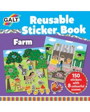 Книжка със стикери Galt - Ферма, 150 стикера за многократна употреба -1