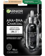 Garnier Skin Naturals Матиращa лист маска AHA + BHA Charcoal, 28 g -1