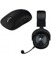 Гейминг слушалки и мишка Logitech - PRO X, безжични, черни -1