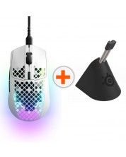 Гейминг комплект SteelSeries - Aerox 3 2022 + Mouse Bungee, черен/бял
