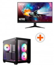 Гейминг компютър Rifter (Intel) - Core i5-12400F, RTX 3060, 16GB, 1TB + Гейминг монитор Acer - Nitro QG241YM3bmiipx