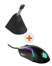 Гейминг комплект SteelSeries - Rival 5 + Mouse Bungee, черен -1