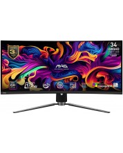 Гейминг монитор MSI - MAG 341CQP QD-OLED, 34'', 175Hz, 0.03ms, Curved