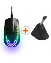 Гейминг комплект SteelSeries - Aerox 3 2022 + Mouse Bungee, черен