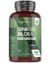 Ginkgo Biloba with Siberian Ginseng, 365 таблетки, Weight World -1