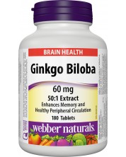 Ginkgo Biloba, 60 mg, 180 таблетки, Webber Naturals -1