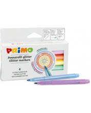 Глитерни флумастери Primo - 6 цвята