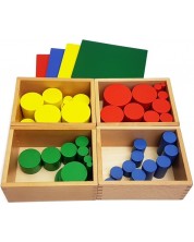 Игрален комплект Smart Baby - Цветни цилиндри Монтесори, дървени