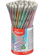 Графитен молив Maped - Glitter, HB, с гумичка, асортимент