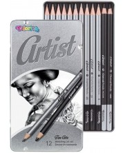 Графитни моливи Colorino Artist - 12 броя, в метална кутия