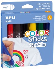 Комплект гваш стик APLI - За текстил, 6 цвята -1