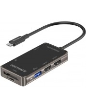 Хъб ProMate - Primehub Lite, 7 порта, USB-C, черен -1