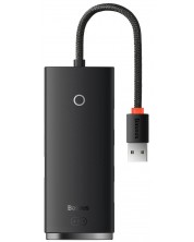 Хъб Baseus - Lite Series, 5 порта, USB-A, 0.25m, черен -1