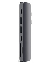 USB хъб Satechi - Aluminium Pro, 6 порта, USB-C, MacBook Pro, сив