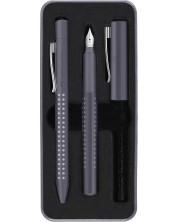 Химикалка и писалка Faber Castell Grip 2010 - Наситено сиво -1