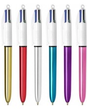 Химикалка BIC - Colours Shine, автоматична, 4 цвята, асортимент -1