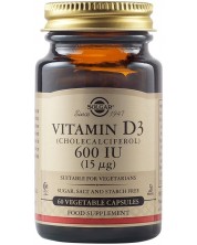 Vitamin D3, 600 IU, 60 растителни капсули, Solgar -1