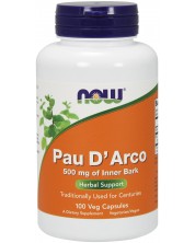 Pau D'Arco, 500 mg, 100 растителни капсули, Now -1