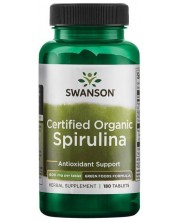 Certified Organic Spirulina, 500 mg, 180 таблетки, Swanson