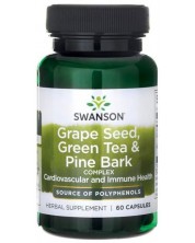Grape Seed, Green Tea & Pine Bark, 60 капсули, Swanson -1