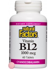 Vitamin B12 Cyanocobalamin, 1000 mcg, 60 таблетки, Natural Factors -1