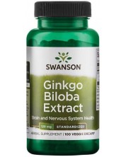 Ginkgo Biloba Extract, 120 mg, 100 капсули, Swanson