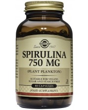 Spirulina, 750 mg, 80 растителни капсули, Solgar -1