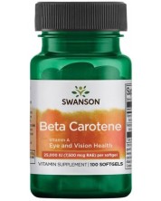 Beta Carotene, 7500 mcg, 100 меки капсули, Swanson -1