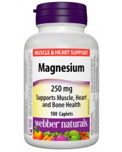 Magnesium, 250 mg, 100 каплети, Webber Naturals -1