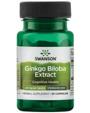Ginkgo Biloba Extract, 60 mg, 30 капсули, Swanson