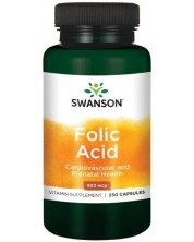 Folic Acid, 800 mcg, 250 капсули, Swanson -1