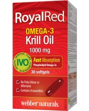 RoyalRed Omega-3 Krill Oil, 1000 mg, 30 софтгел капсули, Webber Naturals -1