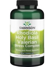 Rhodiola, Holy Basil and Valerian, 180 капсули, Swanson -1