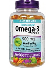 Omega-3 Triple Strenght, 900 mg, 80 капсули, Webber Naturals